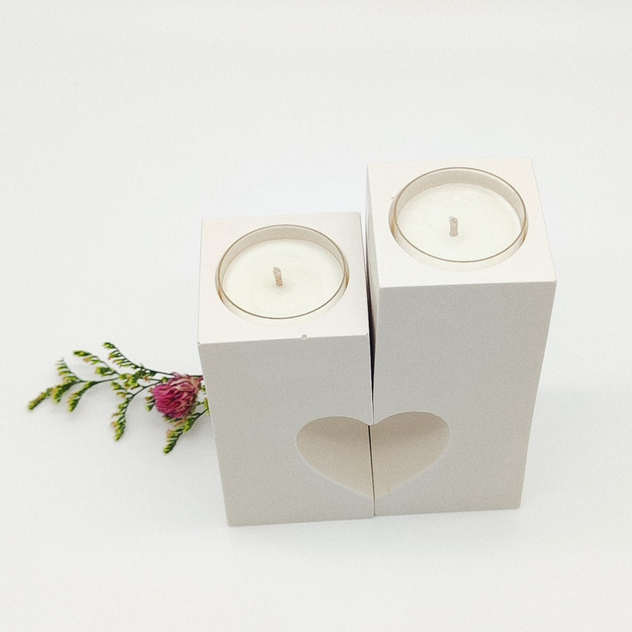 Porta-velas Duo Coração