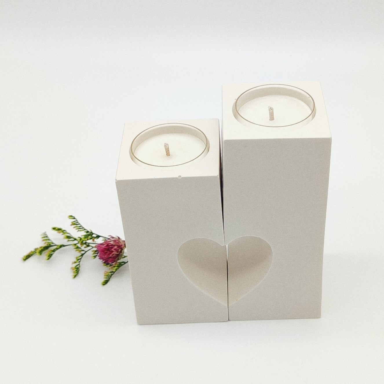 Porta-velas Duo Coração