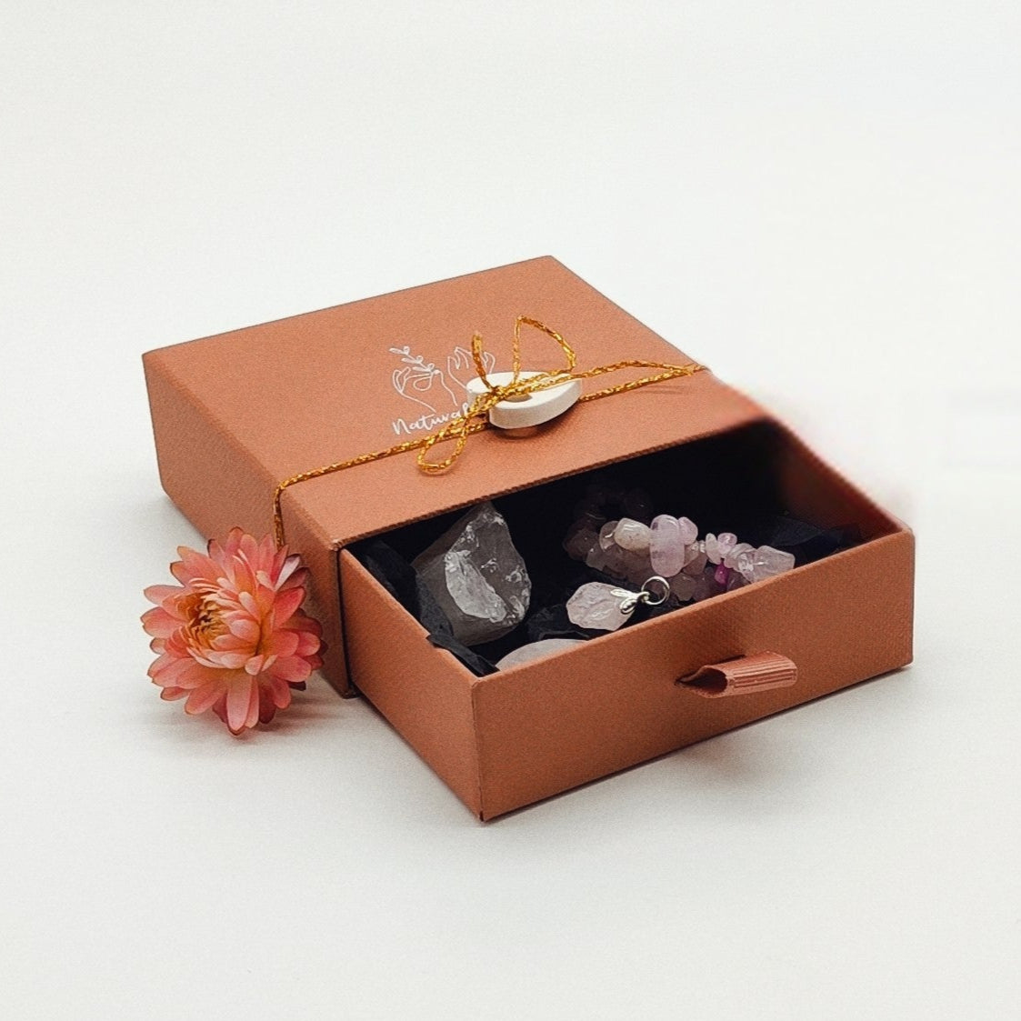Caixa de Cristais Quartzo Rosa