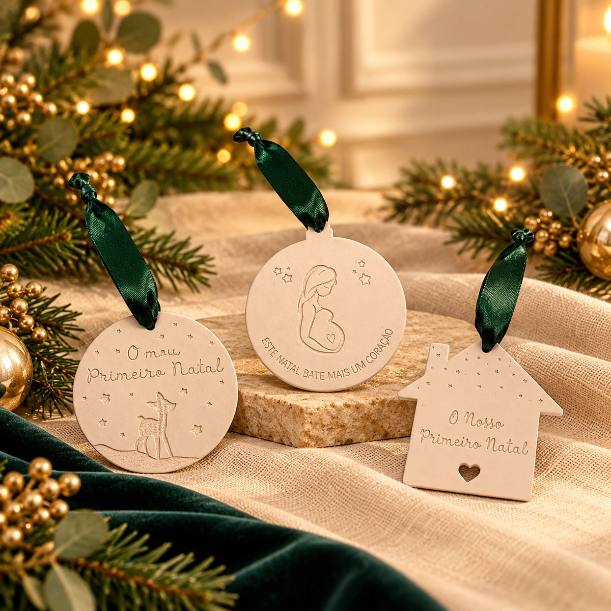 Coffret Pendentes Momentos Únicos com os três modelos de pendentes de Natal da Pura