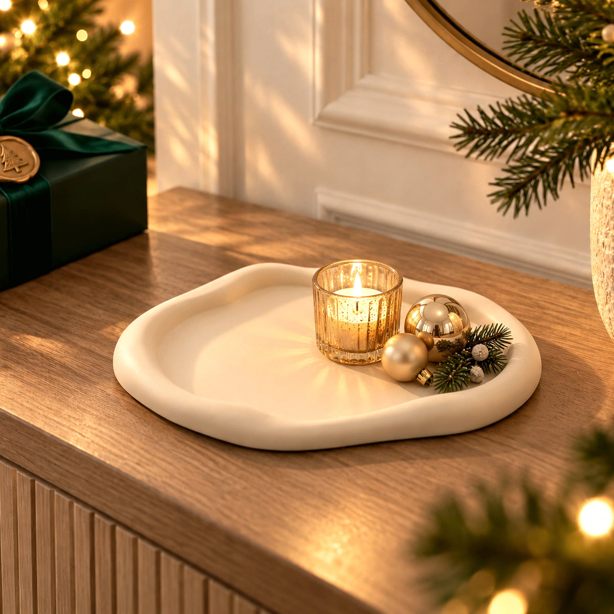 Despeja-bolsos Edição de Natal como peça decorativa num ambiente acolhedor
