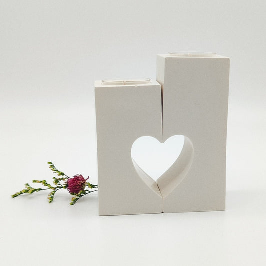 Porta-velas Duo Coração