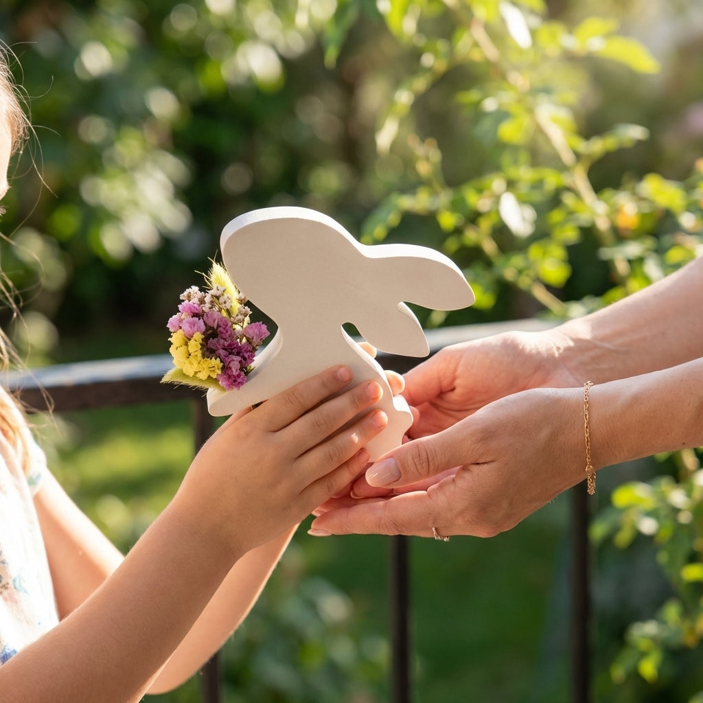 Coelho com Ramo Floral
