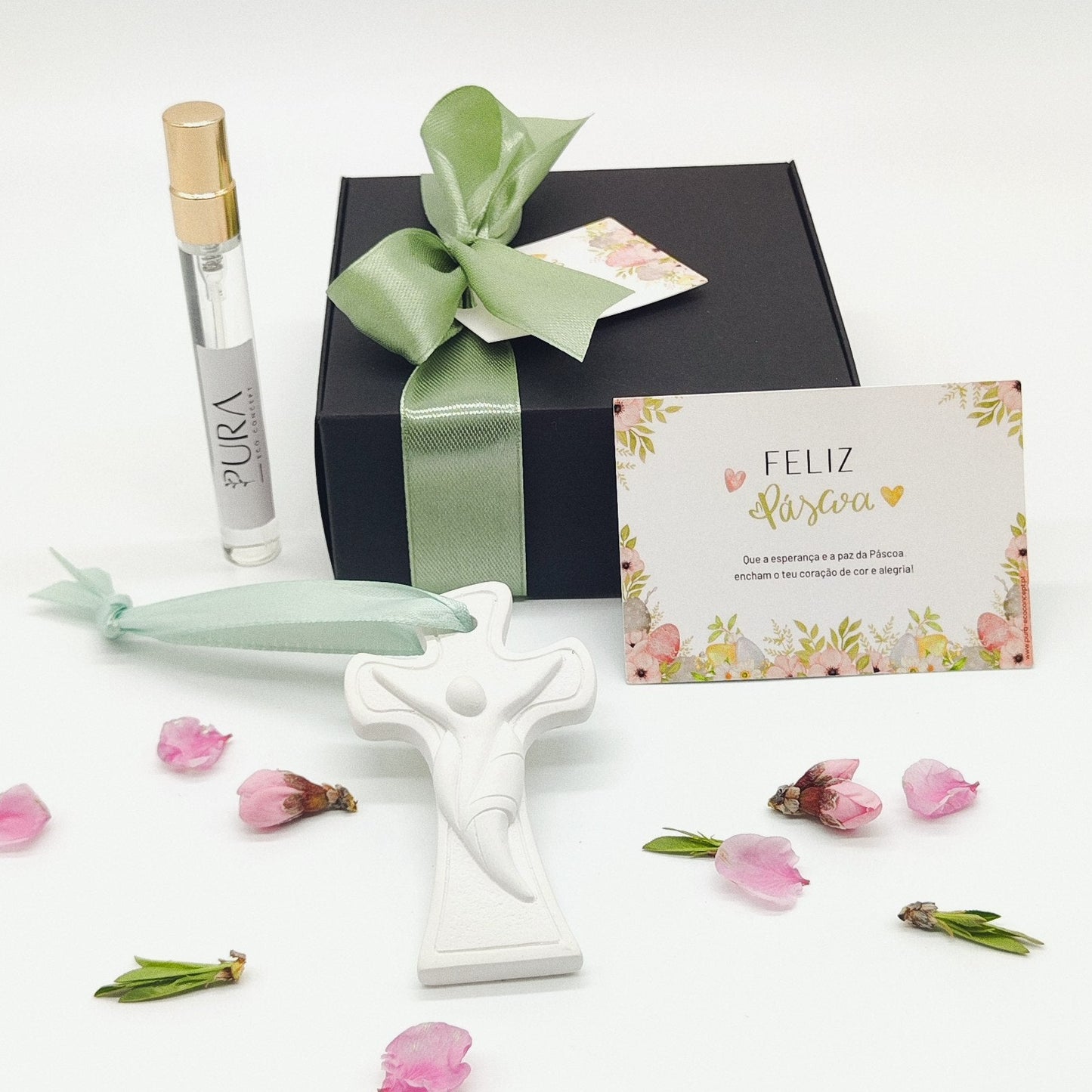 Coffret Pendente Cristo Estilizado + Fragrância para Cerâmica Perfumada