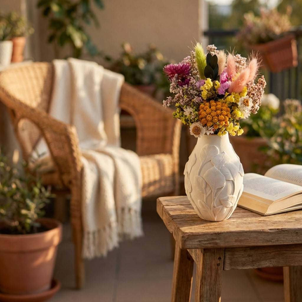 Jarra Folhas em Relevo